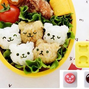New Japanese kids Bento lunch box bear cartoon rice ball with face punch snack